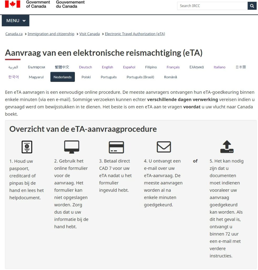 eTA Canada online aanvragen voor reizen naar Canada