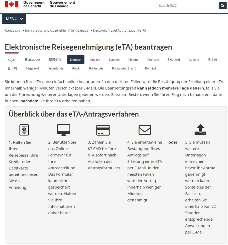eTA Canada online beantragen, um nach Kanada zu reisen