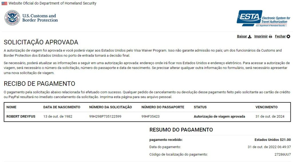 Autorização aprovada para descarregar ou imprimir